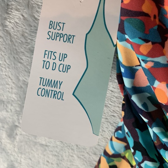 Swim Solutions Women's Swimsuit 10 One Piece Surplice Neck‎ Ruched Animal Tummy - Picture 5 of 9